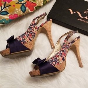 Used rampage // floral print sandals heels